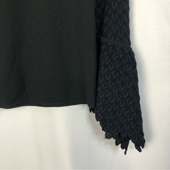 See By Chloe Black Knitted Crochet Flare Bell Sleeve Knit Blouse 36/S - Picture 5 of 5